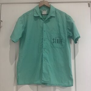VTG Rare Esprit Staff Sport Button Short Sleeve Shirt L Teal Pocket 100% Cotton